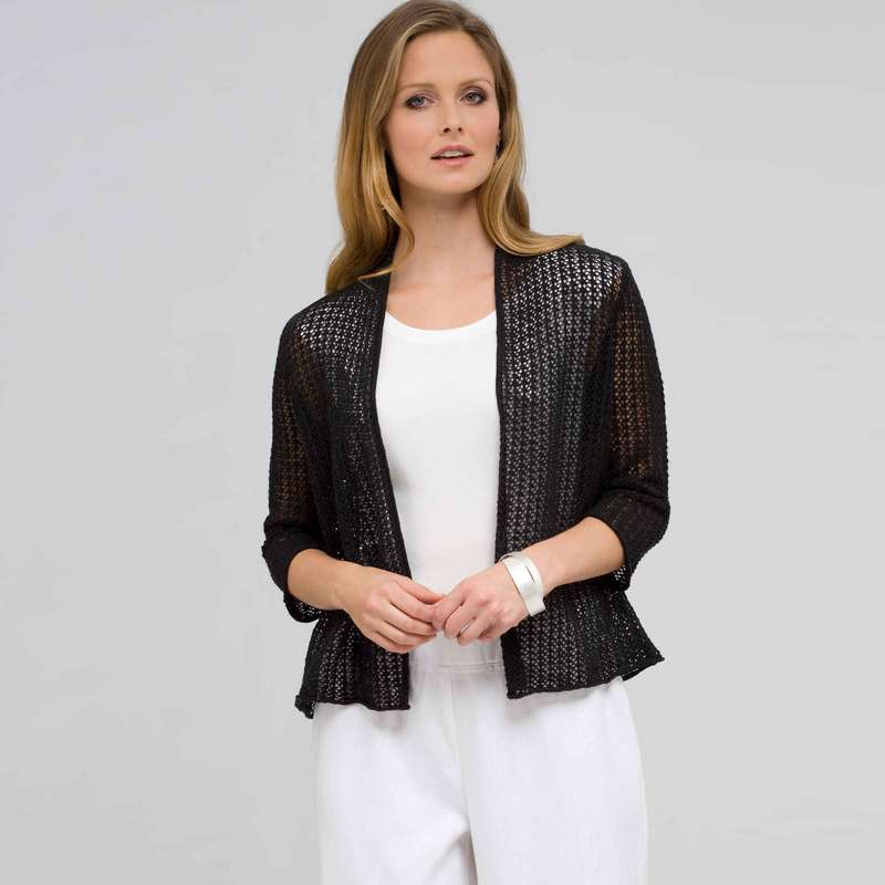 Open Front Cardigan, Black, large image number 0
